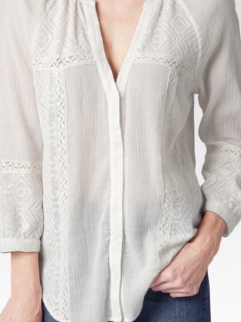 Paige | REVOLVE 🤍 Deandra Embroidered Cotton Blouse, in Blanc, Size Small